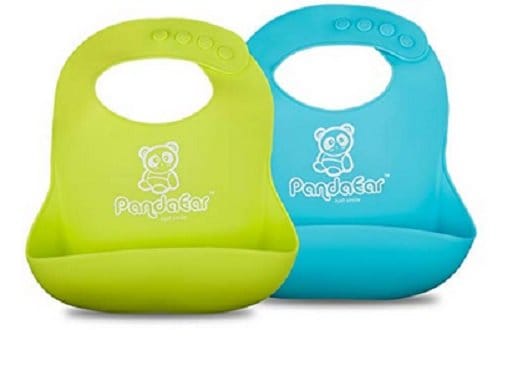 PandaEar Set of 2 Cute Silicone Baby Bibs for Babies Toddlers