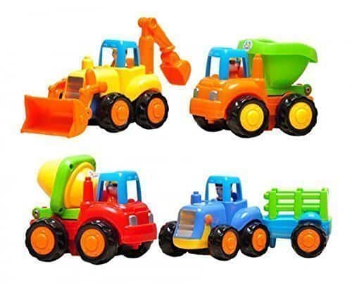 Set of 4 Cartoon Friction Powered Push & Play Vehicles for Toddlers