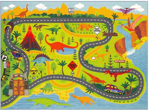 Dinosaur Safari Road Map Rug