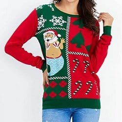 Santa Mermaid Neptune Aqua Ugly Christmas Holiday Sweater Women Sweatshirt 