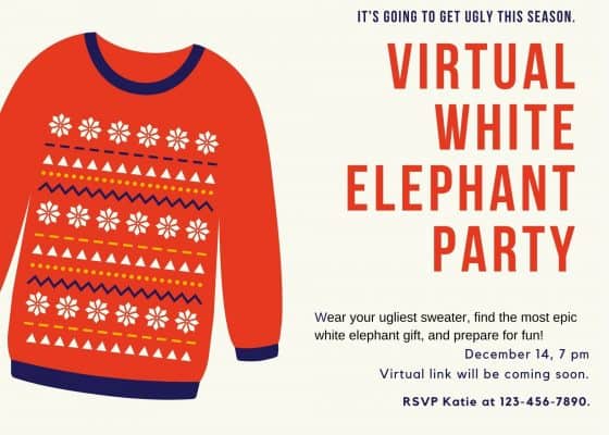 Virtual White Elephant Party invitation e1604349036130