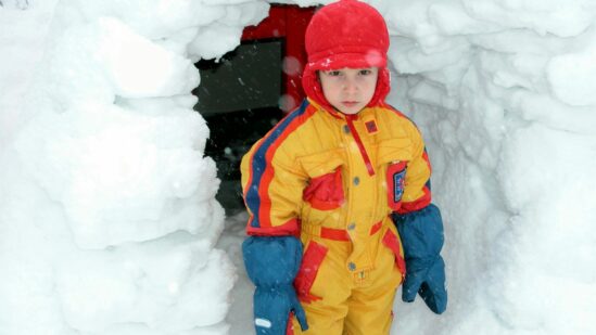 Toddler snow fort